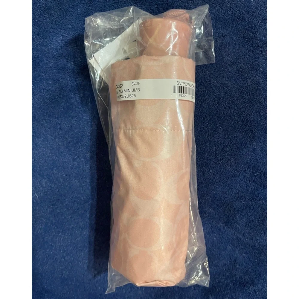 Coach Uv Powder Pink Signature Mini Umbrella NWT - Picture 4 of 6